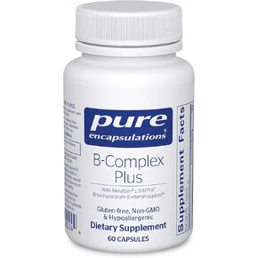 مغلفات نقية B-Complex Plus - مكمل فيتامينات B لدعم الصحة العصبية، وصحة القلب والأوعية الدموية، ومستويات الطاقة ودعم الجهاز العصبي* - مع فيتامين B12 والمزيد - 120 كبسولة in Kuwait