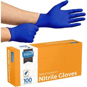 Inspire Cobalt Blue Nitrile Disposable Gloves | 4.5 Nitrile Safety Medical Exam Cooking Cleaning Disposable Gloves in Kuwait