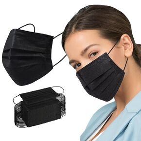 Borje Disposable Face Mask, 100 PCS Black Masks, 3 Ply Protection Face Masks in Kuwait