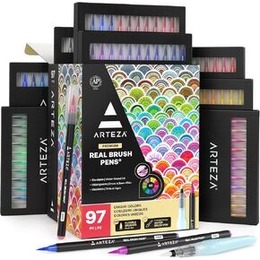 ARTEZA Watercolor Paint Pens, 24 Watercolor Brush Pens with Flexible Nylon Brush Tips, Paint Markers for Artists, and Beginners in Kuwait
