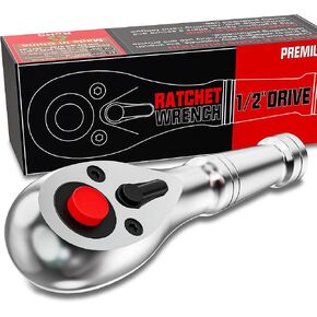 1/2-Inch Drive Stubby Ratchet, 13.5cm Ratchet Handle, 72-Tooth Quick-release Ratchet Wrench, Full Polished, for Auto Repair, Mechanical Repair in Kuwait
