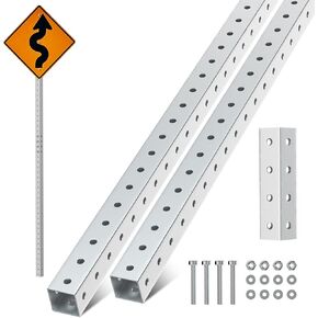 1-3/4" x 1-3/4" Square Sign Post 8 ft, Square Tubing with 7/16" Pre-Drilled Holes, Heavy Duty Galvanized Steel Tube, Perforated Metal Post for Real Estate, Parking, Street and Outdoor Signs in Kuwait