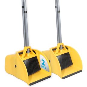 مجموعة المكنسة التجارية والمجارف، مجرفة حطام الردهة الكبيرة (14 بوصة × 14 بوصة)، مكنسة شديدة التحمل (عرض 14 بوصة)، للتنظيف الداخلي والخارجي، مجموعتان، أصفر in Kuwait