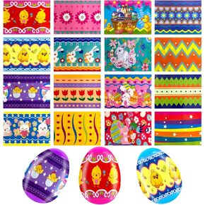 50 Pack Easter Eggs Wrapper Bulk Luminous Eggs Film Heat Shrink Wraps for 2.4in Easter Eggs Chicken Bunny Egg Sleeves Decorations, New Cute Easter Egg Arounds in Kuwait
