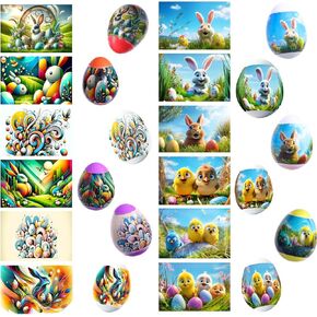 48 Pieces Thermo Heat Sleeves Easter Eggs Wraps Decorative Egg Easter Bunny and Chick Pattern Decoration Film Pysanky Shrink Wraps Pysanka Heat Shrink Decorating kit Egg Stickers (Large) in Kuwait