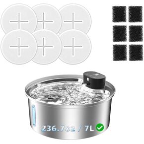 نافورة مياه لاسلكية للقطط من الفولاذ المقاوم للصدأ، مستشعر جديد مطور لعام 2024 - 3 أوضاع عمل، نافورة مياه للقطط تعمل ببطارية 6000 مللي أمبير في الساعة، نافورة مياه للحيوانات الأليفة للقطط والكلاب في الأماكن المغلقة - 108 أونصة/3.2 لتر in Kuwait