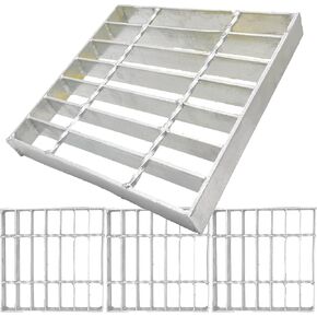 شبكة تصريف فولاذية مجلفنة مقاس 40 × 12 بوصة، غطاء قناة درب شديد التحمل من الفئة B بوزن 28100 رطل، شبكة تصريف خندق خارجية، غطاء مجاري معدني مستطيل فضي للمرآب (39.4 × 11.8) in Kuwait