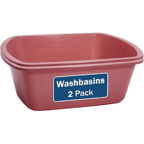 Plastic Wash Basin 5 Pack - 5 Liter Rectangle Plastic Tub with Rolled Rim - Good for Washing Limbs and Carrying Liquid - Good for Hospitals, Nursing Homes, and Medical Facilities in Kuwait
