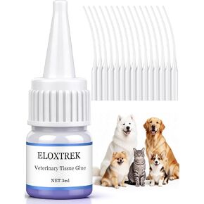 Veterinary Surgical Skin Glue 3ml, Strong Surgical Adhesive with 15 Precise Applicators, Blue-Tinted Pets Tissue Wound Glue, Fast-Acting Waterproof Wound Sealant for Dogs Cats in Kuwait