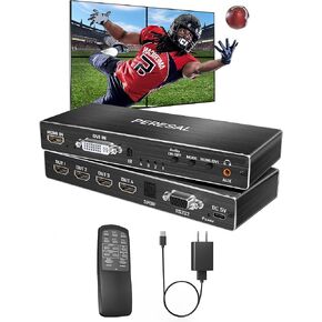 وحدة تحكم حائط فيديو 4 قنوات 2 × 2 1 × 4 HDMI DVI VGA USB معالج فيديو مع تحكم في 4 توصيل تلفزيون، يدعم 4K وتدوير 180 درجة in Kuwait