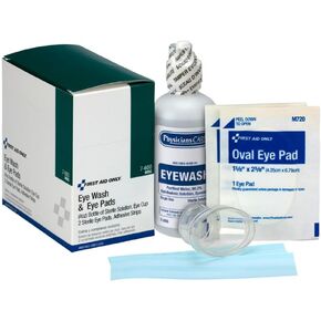 First Aid Only 6-Piece Eye Wash Kit with Oval Eye Pads, First Aid Adhesive Strips, Emergency Eye Rinse & Eye Wash Cup in Kuwait