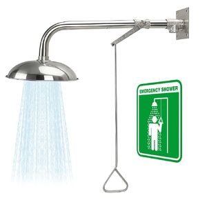 Emergency Shower Station Wall Mounted Drench Shower, Horizontal Mount Drench Head with NPT Thread 75.7L/Min Flow for Lab Factory Workshop in Kuwait