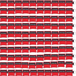 100pcs CPR Face Shield Mask Keychain Keyring Emergency Kit CPR Face Shields for First Aid or CPR Training (Red-100) in Kuwait