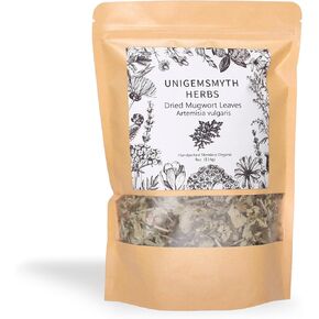 Mugwort herb Pure Leaves Fine Picked Bulk Nil Stem, Stalk, Organic Artemisia vulgaris Chemical Free - 4 ounce (Organic) in Kuwait