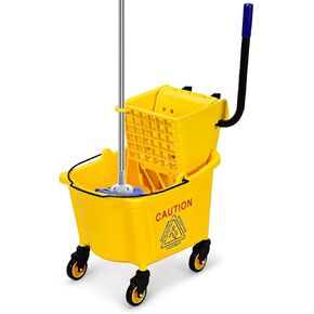 ARLIME Mop Bucket with Wringer On Wheels, 26 Quart Capacity Portable Wringer Trolley on Wheels, Side Press Floor Cleaning Wavebrake w/Handle, Mop Bucket for Home, Commercial, Restaurants in Saudi Arabia