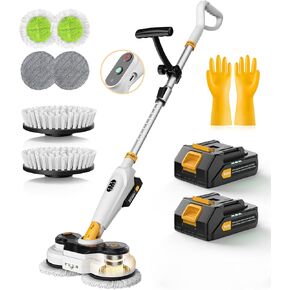 qimedo Battery Electric Mop M3, 800RPM Cordless Electric Power Scrubber & Mops for Floor Cleaning, Best Automatic Spin Mops with Smart Display,Rotating Mop with LED Light & Water Spray in Kuwait