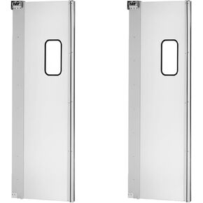 2 Pack 36" x 84" Single Swinging Traffic Doors with 9" x 14" Windows - Commercial Aluminum Restaurant Kitchen Impact Service Doors for Warehouse, Supermarket & Food Service in Kuwait