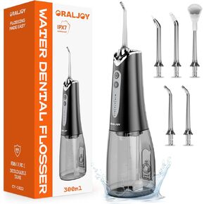 Water Dental Flosser Pick for Teeth, 300ML Portable Oral Irrigator, Professional Electric Flossing Machine Power Flossers & Irrigator Accessories Rechargeable Travel Irrigation Cleaner IPX7 Waterproof in Saudi Arabia