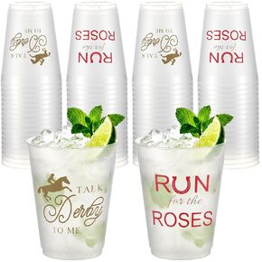 Yungyan 50 Pcs 16oz Derby Plastic Cups Bulk Frosted Horse Racing Disposable Mint Julep Cups for Derby Party Horse Race Birthday Anniversary Picnic Viewing Race Track Event Supply Decoration in Saudi Arabia