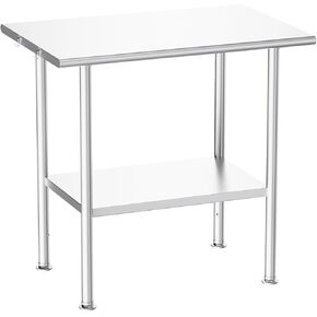 All-Stainless Steel Prep Table, 24 X 48 Inch, with Rounded-Corner Backsplash and Adjustable Undershelf, Heavy-Duty for Outdoor Use,Restaurants,Hotels,Workshops,Kitchens,Gardens, and Garages in Kuwait