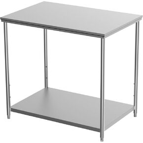 طاولة إعداد المطبخ شديدة التحمل من الفولاذ المقاوم للصدأ مع رف سفلي قابل للتعديل، محطة عمل منزلية للمطابخ، طاولة عمل تجارية للمطاعم والمخابز وورش العمل والكراجات - 18 × 24 × 33.5 بوصة in Kuwait