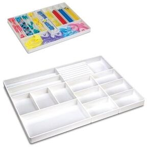 3/Pieces Dental 13/Section Large Drawer Organizer Tray, Dental Supply Cart Section Divided White Tray for Medical/Dental Supply in Kuwait