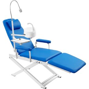 كرسي أسنان محمول قابل للطي مع ضوء LED مسند ظهر قابل للتعديل بارتفاع 330 رطلاً لعيادة سبا التجميل (أزرق) in Kuwait