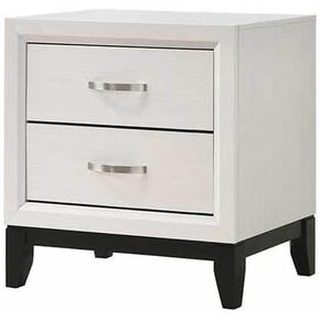 Crown Mark Akerson B4610-2 2-Drawer White (Chalk) Finish Nightstand, Transitional Wood in Kuwait