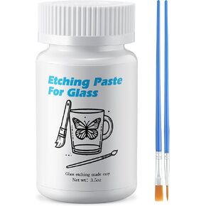 Glass Etch Starter Cream Kit for Intricate Designs Etching Art Cream(2.8 Oz) Etching Paste DIY Art Craft Supplies Create Permanently Stunning Etched Designs for Mirrors Windows Glass in Kuwait