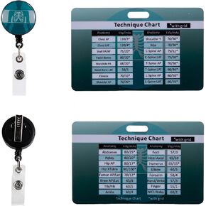 Rad Tech X-Ray Reference Cards with Badge Reel，Horizontal Radiology Technique Chart & Positioning Cheat Sheet,Heavy Duty Badge Buddy Attachment for X-Ray Technicians,Students & Clinical Rotations in Kuwait