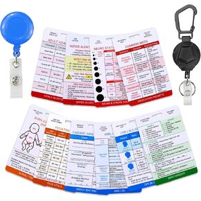 EMT Badge Cards Quick Reference - 10PCS Double-Sided Field Cards with 2 Badge Reels - Vital Signs, SBAR Handoff, Airway & Trauma Pocket - Accessories Guide for Paramedics, EMS Students, New Providers in Saudi Arabia