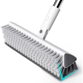 Floor Scrub Brush with Long Handle, Heavy-Duty Stiff Bristles, V-Shape Floor Scrubber Brush for Tile, Concrete & Grout Lines, Stand-Up Cleaning for Garage, Bathroom, Deck & Patio in Kuwait