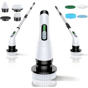 Electric Spin Scrubber for Bathroom: Shower Scrubber with Long Handle, Dual Speed Cordless Power Cleaning Scrub, 7 Brush Heads, IPX7 Waterproof Heavy Duty Cleaner Tools for Tub Tile Grout Wall in Saudi Arabia