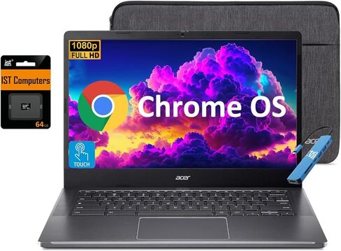 Acer Chromebook Plus 514 Touchscreen Laptop (14" FHD, Intel 8-Core i3-N305, 8GB RAM, 512GB SSD, 2TB Cloud Storage) Business, Enterprise, Students, 11-Hr Long Battery Life, IST HUB, Webcam, Chrome OS in Kuwait