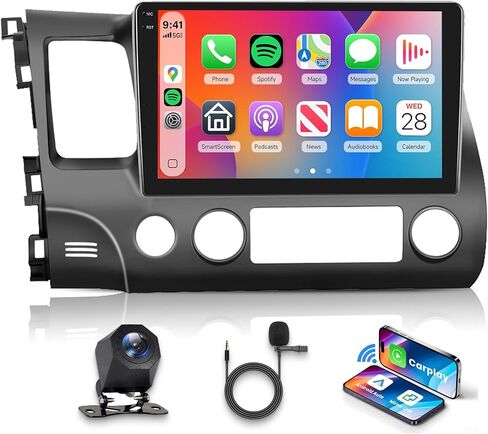 [8 CORE 6G+128G] for Honda Civic Car Stereo 2006-2011 with Wireless Carplay/Android Auto, 10.1 Inch Android 13 IPS Touch Screen Car Radio, Bluetooth, GPS Navi, WiFi, SWC, DSP + Backup Camera in Kuwait
