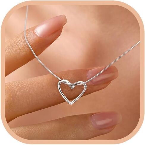 LOVECOM S925 Sterling Silver Heart Necklace for Women Dainty 14k Gold Plated CZ Love Heart Pendant Choker Necklaces Trendy Heart Chain Jewelry Birthday Teacher 2024 Graduation Gifts for Her Daughter in Kuwait
