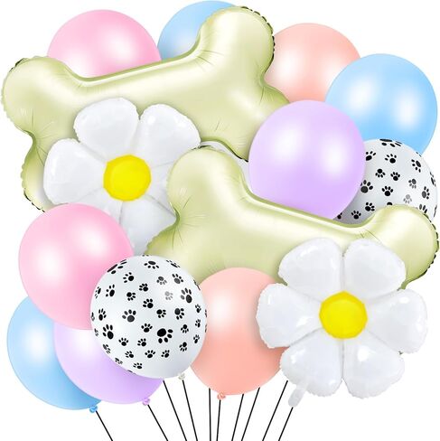 46 Pcs Dog Themed Balloon Decoration Set with Paw Print and Bone Balloons Birthday Party Supplies(Lovely Colors) in Kuwait