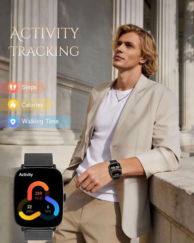 Watch Smart for Women و Android و iOS هواتف متوافقة ، وتتبع للياقة البدنية ، وساعة خطوة Counter Smart ، و Sleep/Heart Rate Health Monitor ، الإجابة/إجراء المكالمات ، IP68 مقاومة للماء ، ذهبية in Kuwait