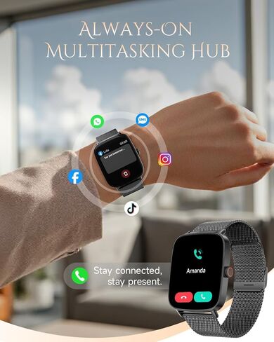 Watch Smart for Women و Android و iOS هواتف متوافقة ، وتتبع للياقة البدنية ، وساعة خطوة Counter Smart ، و Sleep/Heart Rate Health Monitor ، الإجابة/إجراء المكالمات ، IP68 مقاومة للماء ، ذهبية in Kuwait