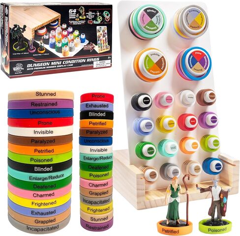 Monster Protectors DND Flexible Condition Rings w Case (64 Rings for Standard & Large)- Easy Affix Base Slides Under Figure - Works w Dungeons Dragons, Pathfinder & All RPG Games in Saudi Arabia