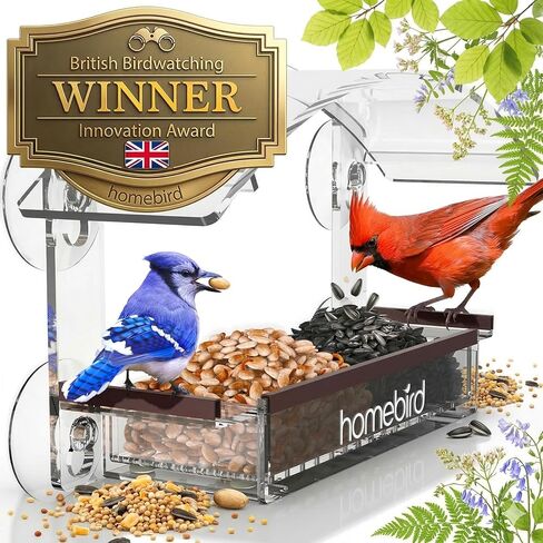 Window Bird Feeder with Strong Suction Cups - (Upgraded 2024 Model) Bird Feeder Window for Cats, Clear Acrylic Bird Feeder for Viewing Bird House Gift in Saudi Arabia