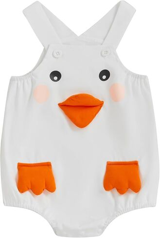 Toddler Baby Boys Girls Outfits Sleeveless Suspender Animal Chick Romper Overalls One Piece Summer Cotton Clothes in Kuwait