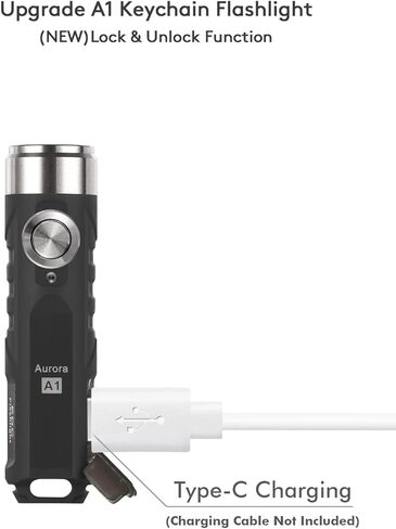 مصباح سلسلة مفاتيح RovyVon Aurora A1 G4، بحد أقصى 650 لومن فائق السطوع مع حجم صغير EDC، 5 أوضاع سهلة الاستخدام، قابل لإعادة الشحن USB-C، مقاوم للماء، مثالي للتخييم في حالات الطوارئ في الهواء الطلق (ArmyGreen) in Kuwait