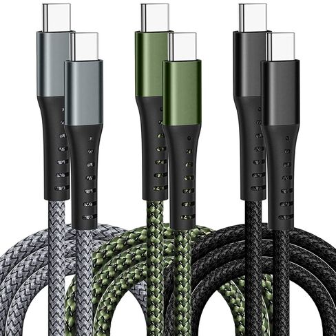 DFLASHS 3-Pack 3FT 60W Type C to Type C Nylon Braided USB C Fast Charging Cable for S23 Ultra/A14/S23/A54, iPhone 16/Pro Max, iPhone 15/Pro Max, Pixel 8 7, Redmi, iPad Pro, MacBook Pro and More (3FT) in Kuwait
