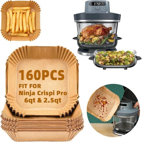 بطانات فرايير الجوية يمكن التخلص منها ، 300pcs Lyholkeer 9inch Airfryer Liners for 5-8Qt Air Fryer ، Square Air Air Parchment Paper Liners for Ninja AF141 ، AF142 ، AF181 ، AF182 ، in Kuwait