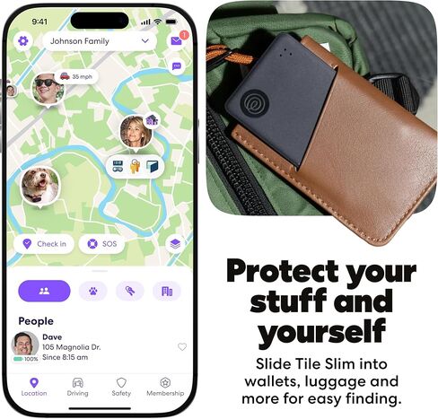 Tile by Life360 Slim - Wallet Finder ، Tracker Bluetooth ومحدد العناصر لعلامات الأمتعة ، جوازات السفر والمزيد. كل من iOS و Android متوافقان. مكتشف الهاتف. 1 حزمة (ليمون أكوا) in Kuwait