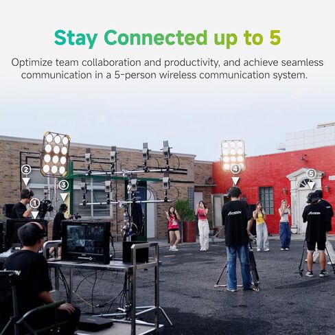 Accsoon Como Wireless Headset Intercom System, 5-Person Full-Duplex 1.9 GHz 1312 ft Team Communication Group Talk with Mic, Single-Ear 1 Host 4 Remote Headsets for Movie Shoot Live Show (5PCS) in Kuwait