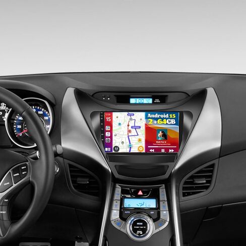 Fuluku【for Hyundai Elantra 2011-2013】 Car Stereo with Wireless Carplay Android Auto, 9" Touch Screen Radio Dash Kit GPS Navigation WiFi Bluetooth SWC Mirror Link, Mic Backup Camera in Kuwait