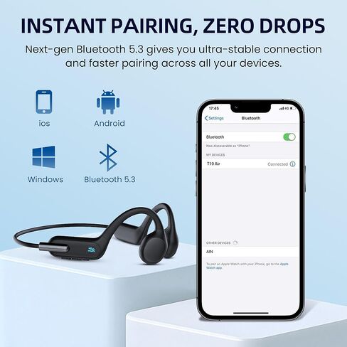 Waterproof Bone Conduction Headphones IPX8 for Swimming with 32GB MP3 Player, Bluetooth 5.3 Open-Ear Wireless Headphones for Running Cycling Gym - 8H Playtime & Fast Charging in Kuwait