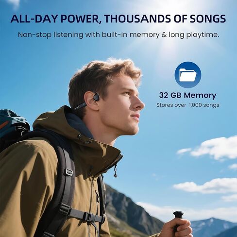 Waterproof Bone Conduction Headphones IPX8 for Swimming with 32GB MP3 Player, Bluetooth 5.3 Open-Ear Wireless Headphones for Running Cycling Gym - 8H Playtime & Fast Charging in Kuwait